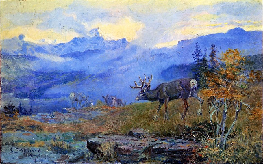 Deer Grazing - Charles Marion Russell Paintings